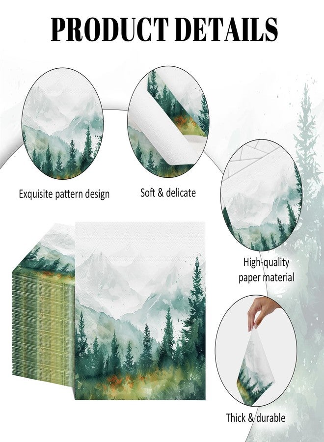Ialtsidws 80 Pcs Forest-Themed Napkins - Decorative Woodland 6.5x6.5 Inch Disposable Paper Luncheon Napkins for Wedding, Birthday, Baby Shower, Theme Party, Bathroom Hand Towels - Image 4